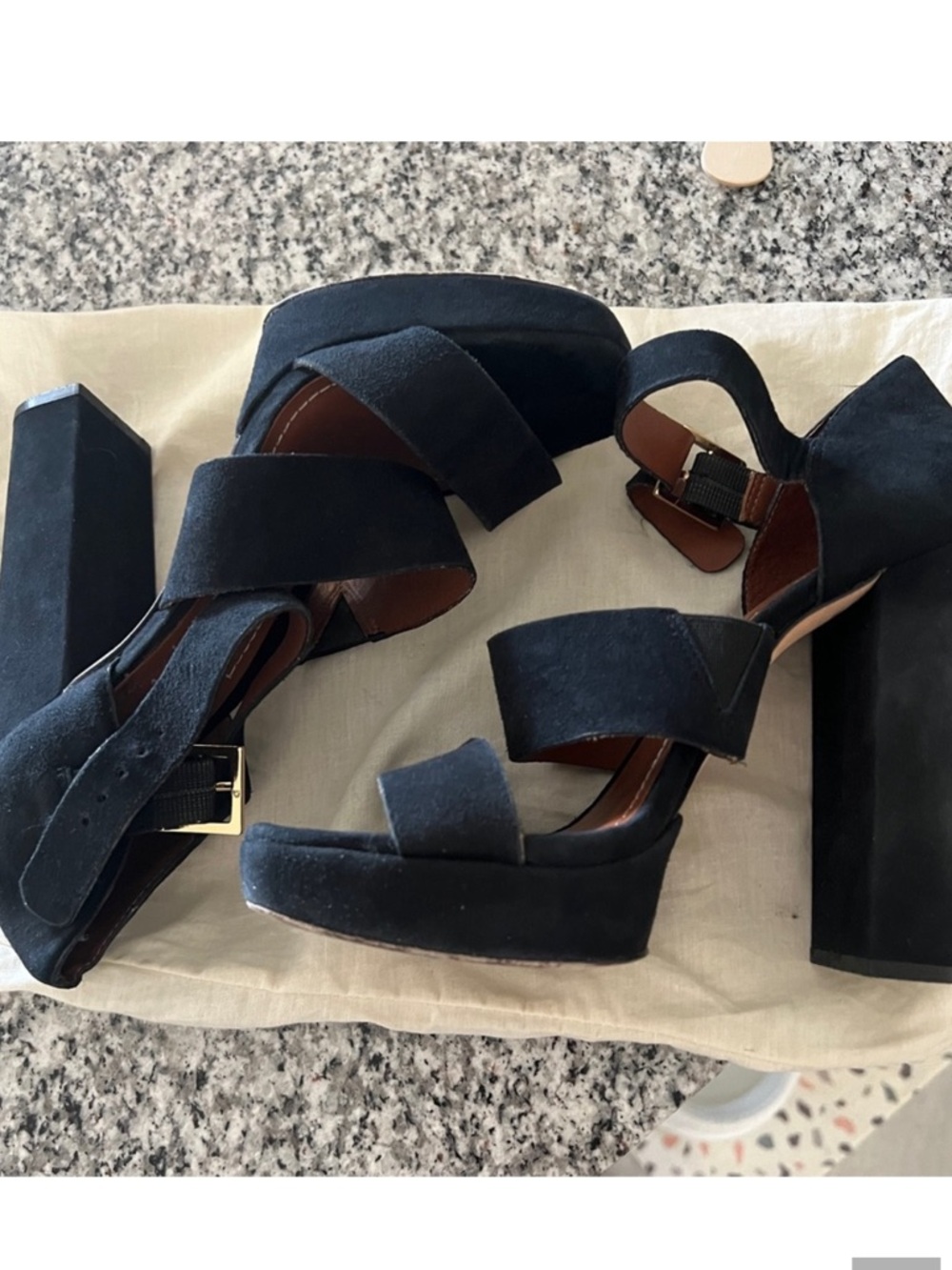 Elizabeth and James black suede platform heels - Picture 3 of 3